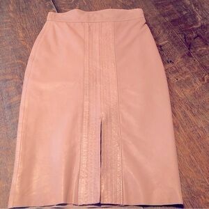 Leather pencil skirt.